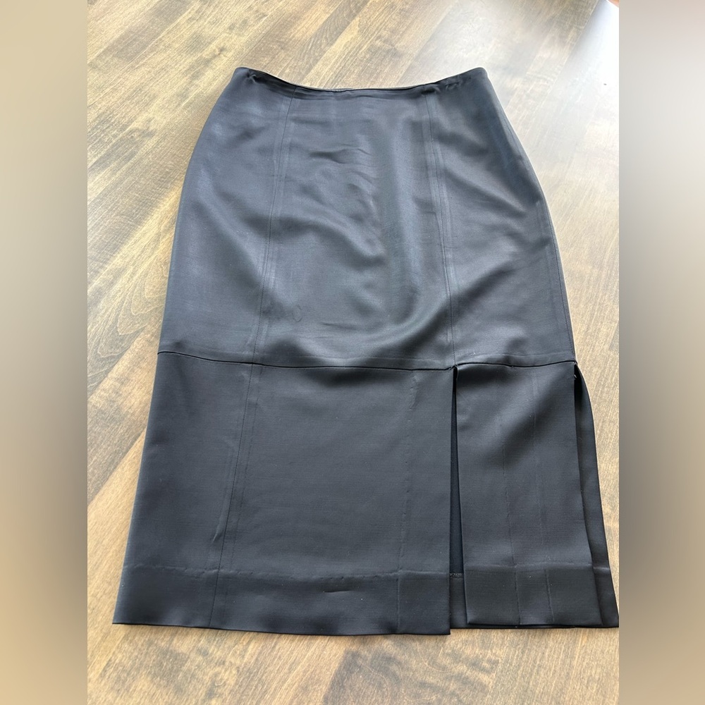 Philippe Adec Black Midi Pencil Skirt with Slit